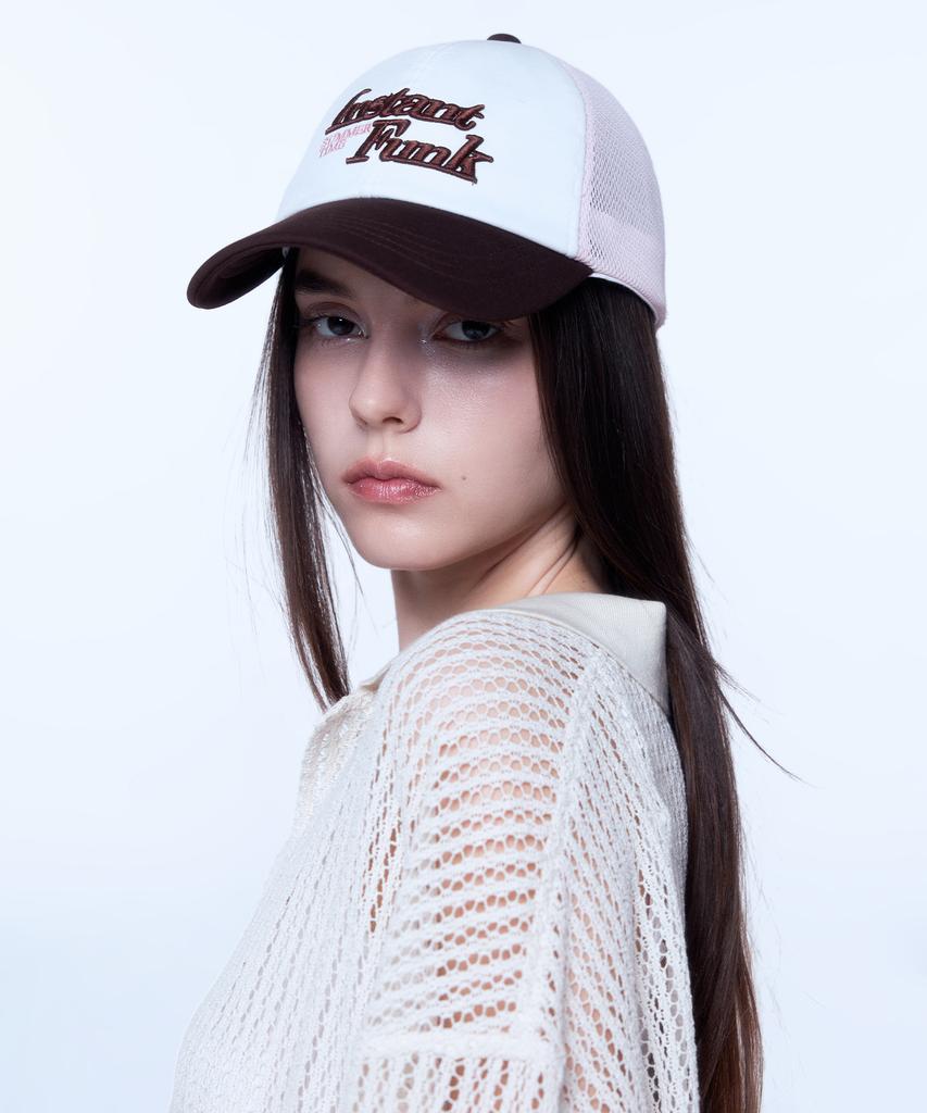 INSTANTFUNK Logo Mesh Trucker Cap - Brown