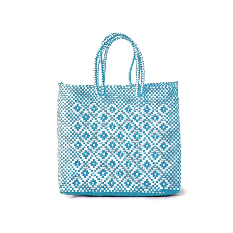 Letra ROMBO - Handmade Basket Bag - Mercado Bag - Light BlueWhite S 11600₽