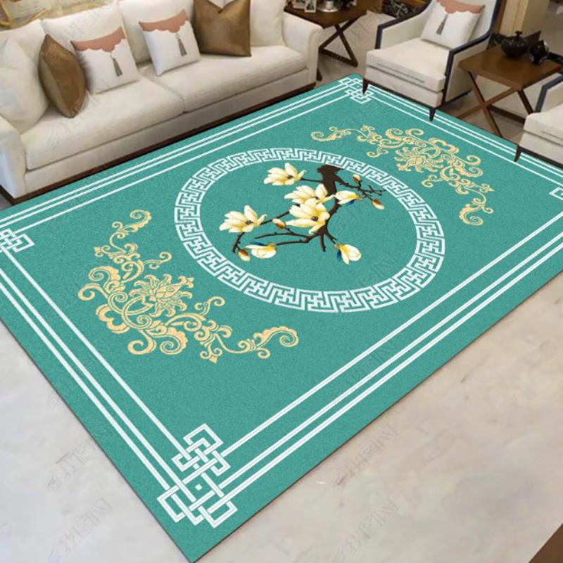 European Luxury Flower Rose Leaf Area Rug,Carpet Rug for Living Room Bedroom Sofa Doormat Decoration,Kitchen Non-slip Floor Mat