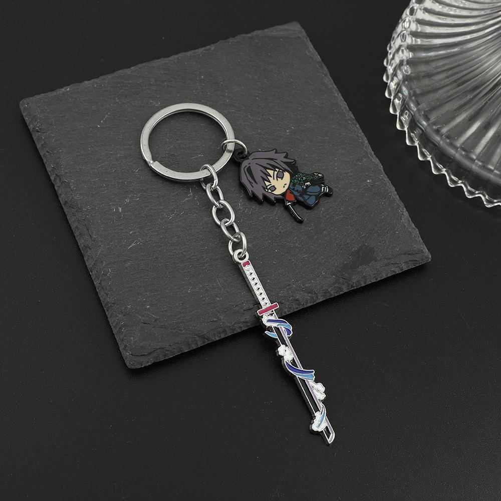Anime Demon Slayer Keychain Kimetsu No Yaiba Figure Kamado Tanjirou Weapon Pendant Keyring Car Key Holder Fans Gifts