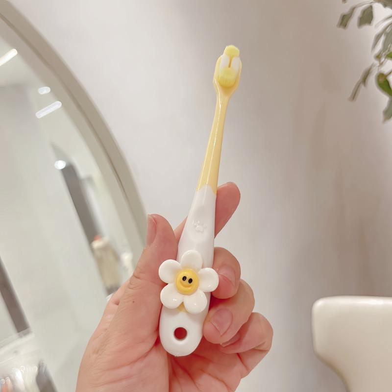 1 Cartoon Fruit Themed Toothbrush | Soft Microfiber Bristles, Gentle On Gums, Easy-Grip Handle, Ideal for Oral Care and Birthday Gifts