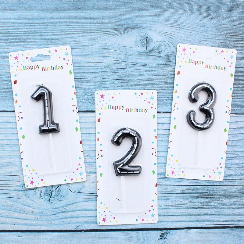 Line Numbers 0-9 Candles Birthday Party Scene Decoration Black Print White Strip Number Candles