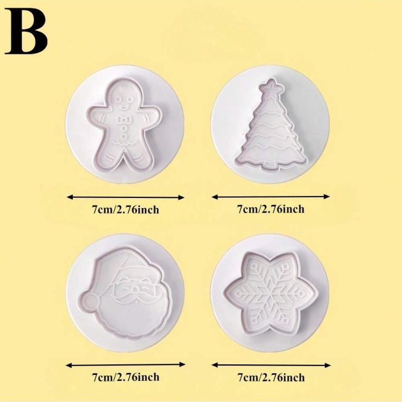 Christmas 3D Cookie Cake Plunger Cutter Santa Claus Snowman Elk Cookie Stamp for Biscuits Fondant Sugarcraft Decor Baking Tools