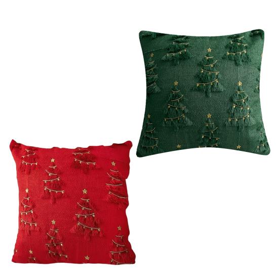 Yousheng 1/2Pcs Christmas Pillowcase 3D Tree Pattern Sofa Bedding Cushion Cover Living Room Bedroom Home Decor