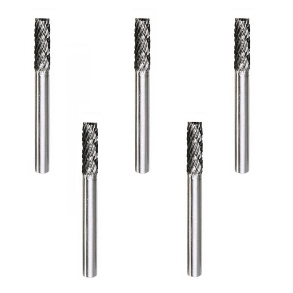 Professional Grade 5pc Carbide Burrs Set 3x6mm Rotary Drill Bits for Welding Metal Deburring and Wood Sculpting