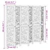 6 Piece Room Divider White Solid Paulownia Wood