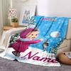 Custom Name Bear Family Adventure flannel Blanket for Super Soft Cute Comfort Blanket for Travel Bedding Couch Sofa Blanket