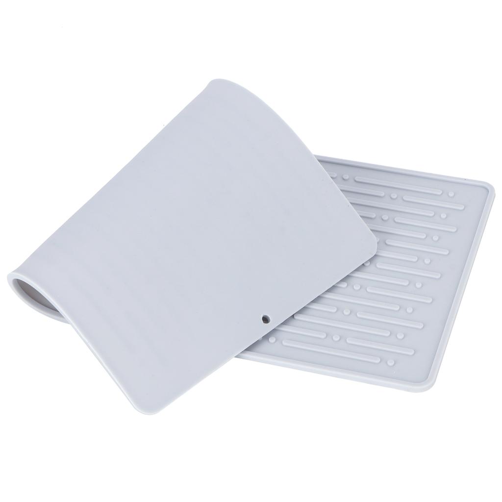 Silicone Draining Pad Non Slip Soda Bottles Drying Rack Mat Kitchen Accessories Gray(3 Hole Drain Rack Mat )