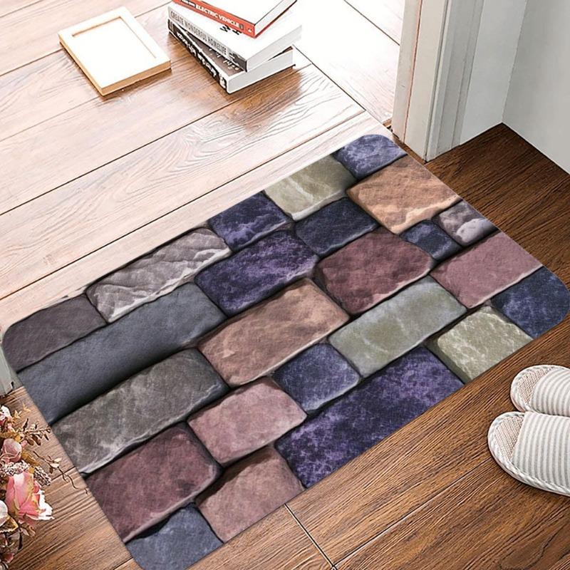 Steine und Bodenfliesen Druck Rutschfester Kleiner Teppich Wasserdicht Leicht zu Reinigen Fußmatte für Innen- und Außenbereich Langlebige Heimdekoration