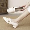 2024 Retro Chunky Heel Loafers: Versatile Square Toe, Medium Heel, Slip-on Leather Shoes for All Seasons