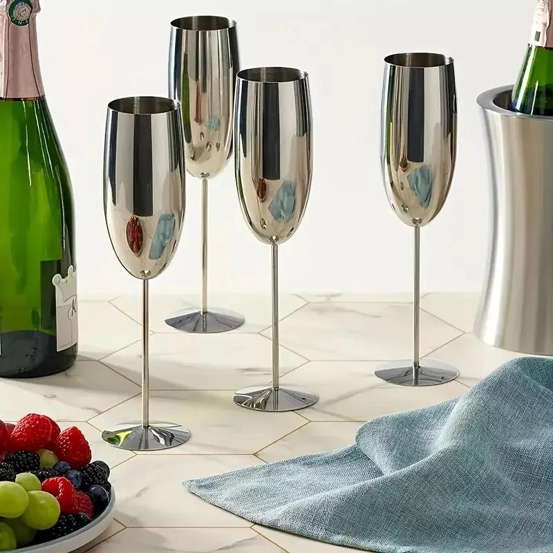 Stainless Steel Wine Glasses Unbreakable Metal Cocktail Glasses 250 Ml, for Drinking Cocktails and Wine At Bar and Home Bar Cup