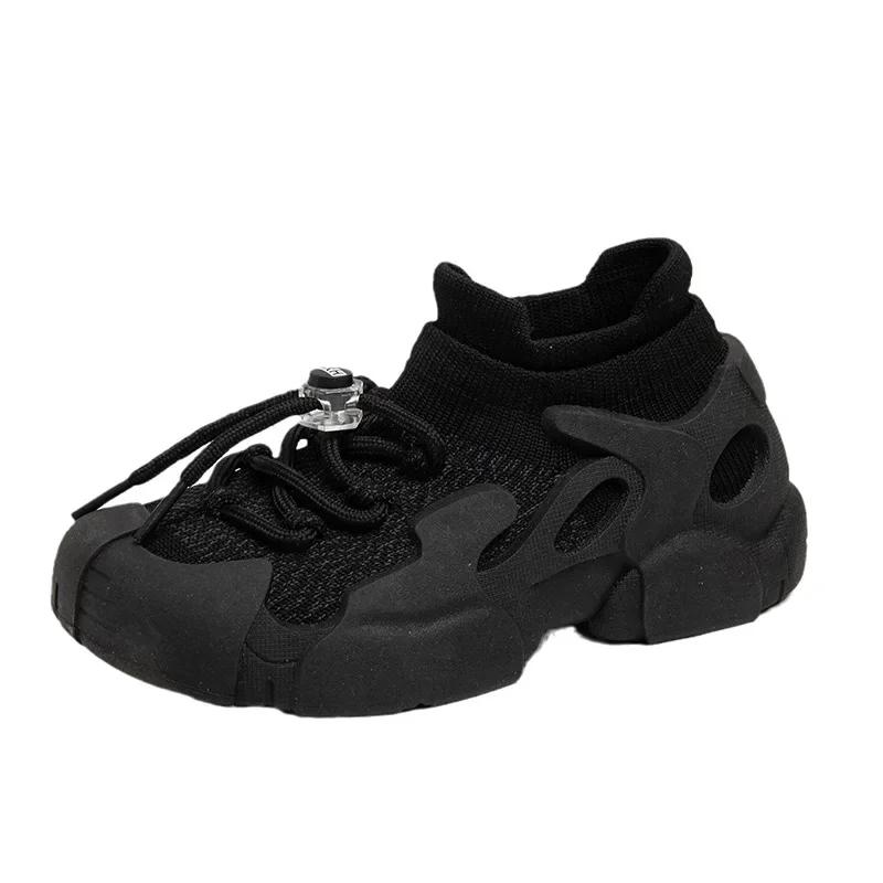 Mesh Knitted Boys Girl's Sneakers Slip On Comfortable Children Sport Shoes Spring Autumn Anti Slip Soft Kids Running Shoes