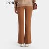 PORTS Women's Caramel Brown Slit Straight Leg Trousers