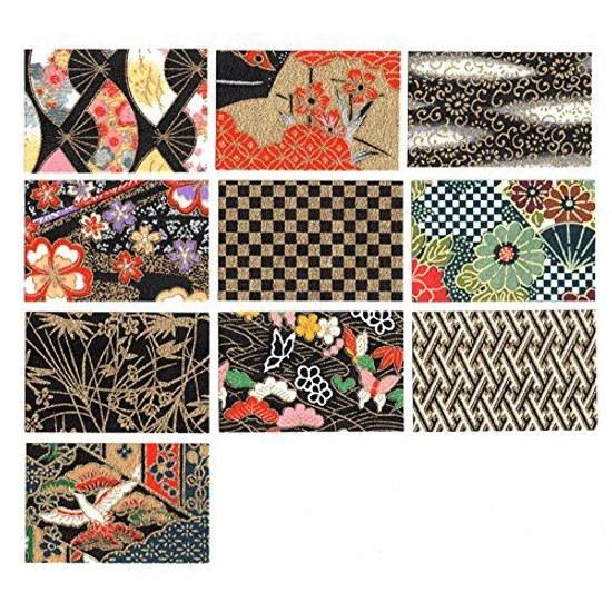 Washi Kawa Sumi Chiyogami Yuzen Large Size 38.553cm 10 Patterns 1 Piece Each Pieces Total Black Color Series