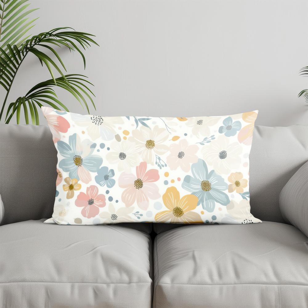 Home Decor Colorful Floral Patterned Pillowcase Suitable For Sofa Bedroom Car Pillow Cover Cushion Rectangular Back Cushion