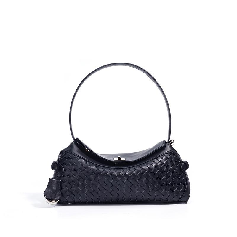 

Сумка женская горячая новинка ретро высококлассная плетеная сумка из первого слоя коровьей кожи для通勤 женская сумка через плечо сумка-подушка чёрный