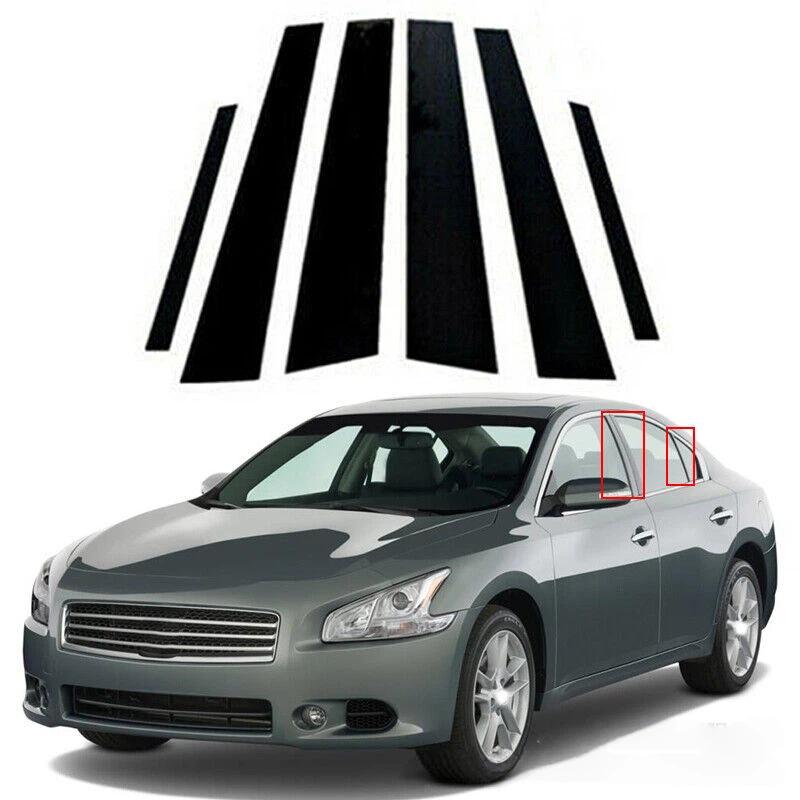 For Nissan Maxima 2009-2015 Door Frame Cover Window Decoration Bright Black Center Pillar Sticker