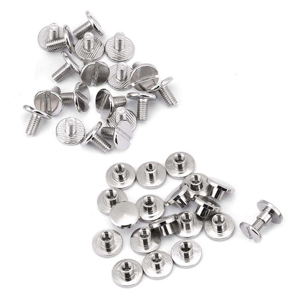 20Pcs Set Durable Brass Threaded Flat Head Nut Nail Rivets Screws Leather Craft Repair Supplies