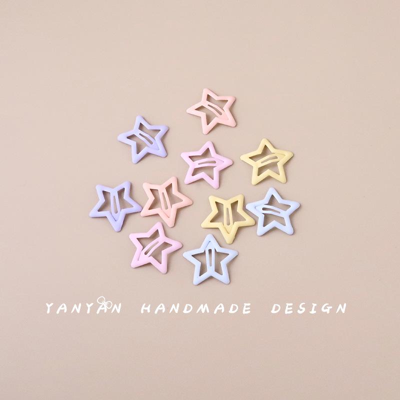 Korean Style Kids Candy Color Hair Clips: Bangs, Macaron, Star, Heart Clips - Colorful Hair Accessories Pack of 10