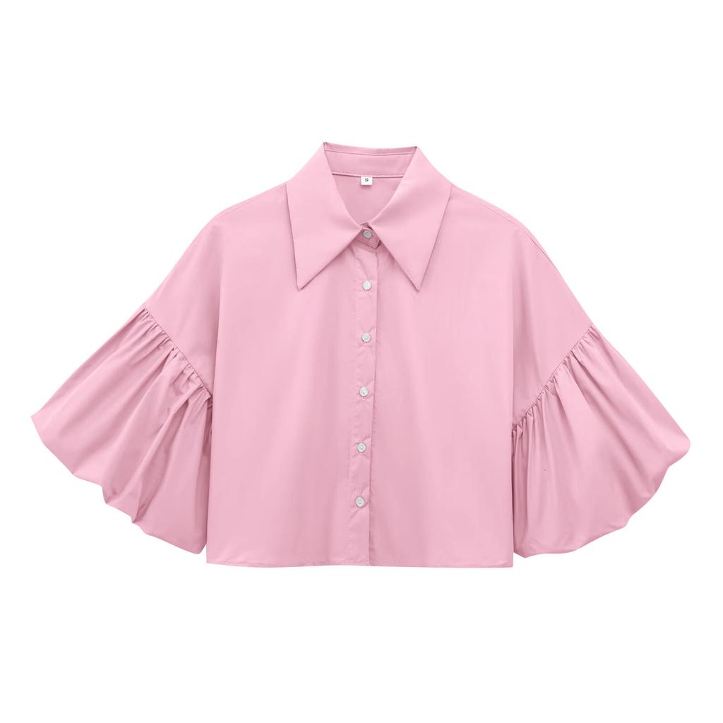 Women's Casual Floral Print V-Neck Short Sleeve Decorative Button T-Shirt Top