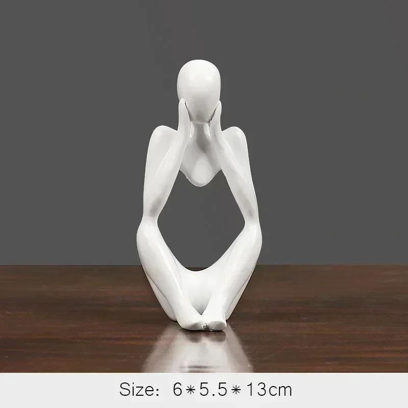 Nordic Thinker Statue Resin Abstract Figurines Figure Statues Handmade Art Crafts Home Decor Maison Desk Living Room Ornaments