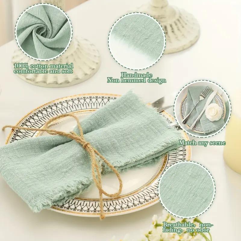 Solid Color Cotton Napkins with Fringed Edges Wedding Dinner Tablecloth for Banquet Party Graduation Event Elegant Dining Decor