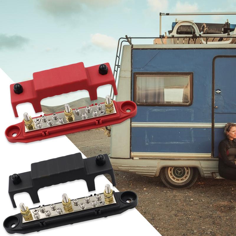 Power Distribution Block Bus Bar 48V DC 150A Battery Busbar Terminal Set Stable Current Electrical Supplies for Solar Wiring