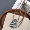 Buh* Haute Couture Seashell Necklace: Silver Antiqued Scallop Pendant On Adjustable Brown Cord
