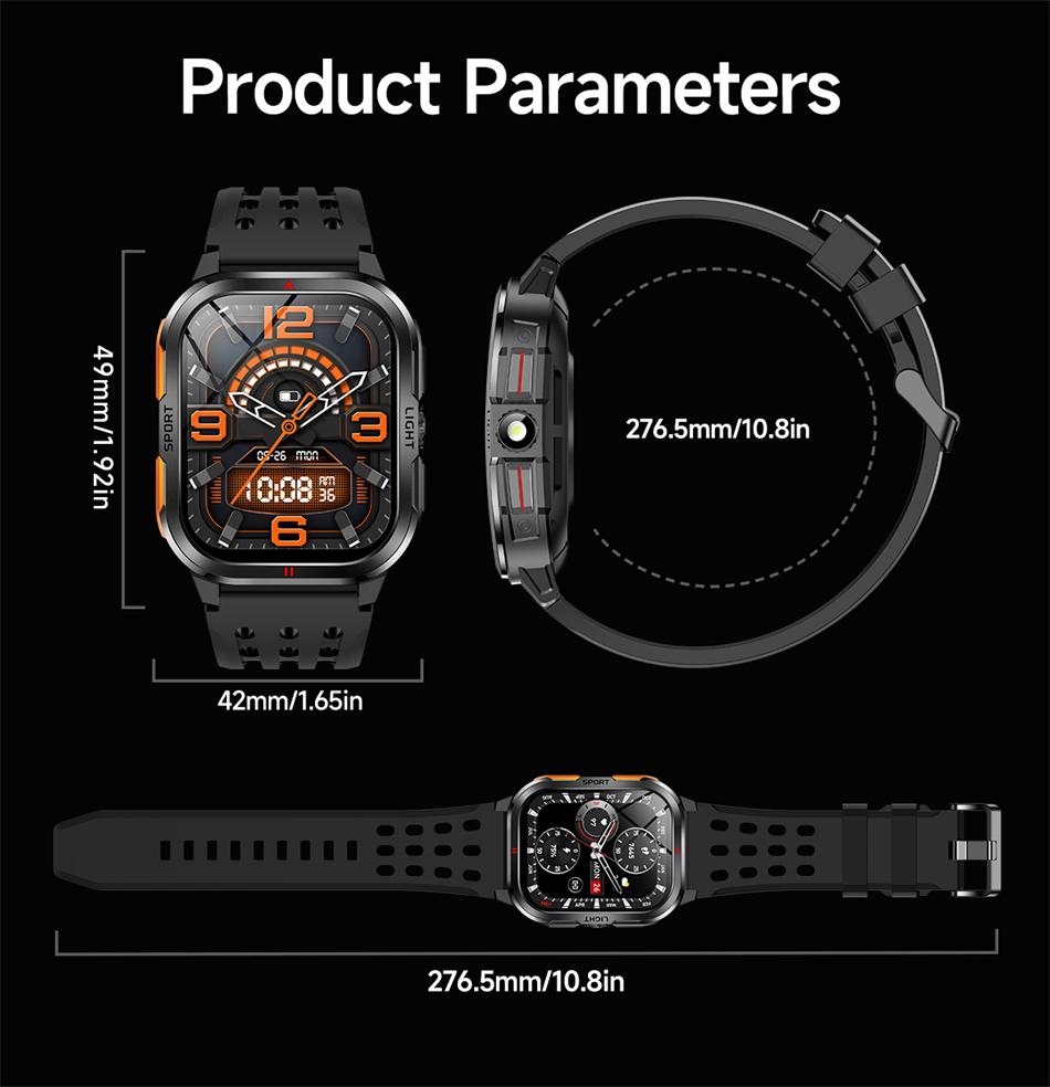 SACOSDING Rugged Smart Watch Men Outdoor Sport Smart Watches Heart Rate Monitor Bluetooth Call Man Smartwatch For Androd ios