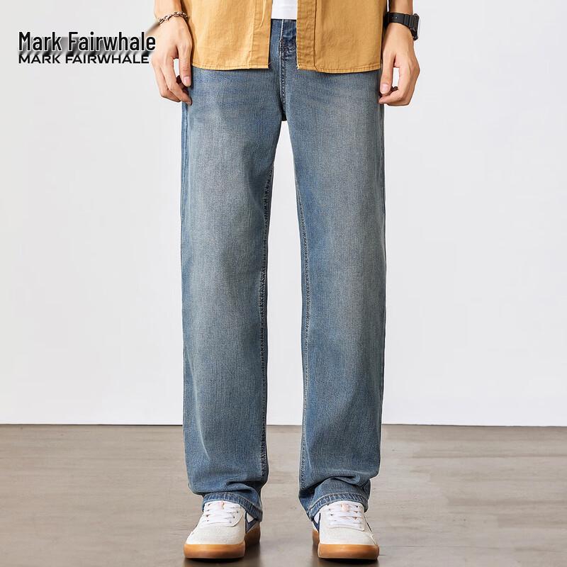 Mark Fairwhale Men's Tencel Lyocell Loose Straight-Leg Jeans