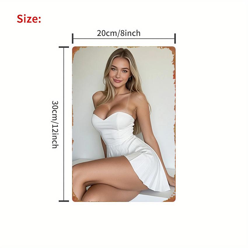 

EternalElegance Metal Wall Art Decor White Dress Woman Portrait Vintage Sign x Inch D Decorative Plaque for Home Kitche 20x30cm