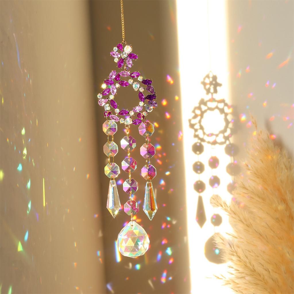 Colorful Crystal Suncatcher Hanging Rainbow Maker Prism Sun Catcher Ornament For Garden Window Outdoor Home Decor Chakra Pendant