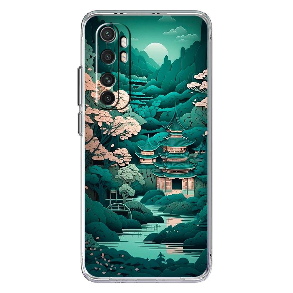 Phone Case For Xiaomi Poco X6 X5 NFC X3 F6 F5 Pro F4 F3 M3 14 13T 12T 12 13 Lite 11 Mi 5G Clear Cover Japanese Landscape
