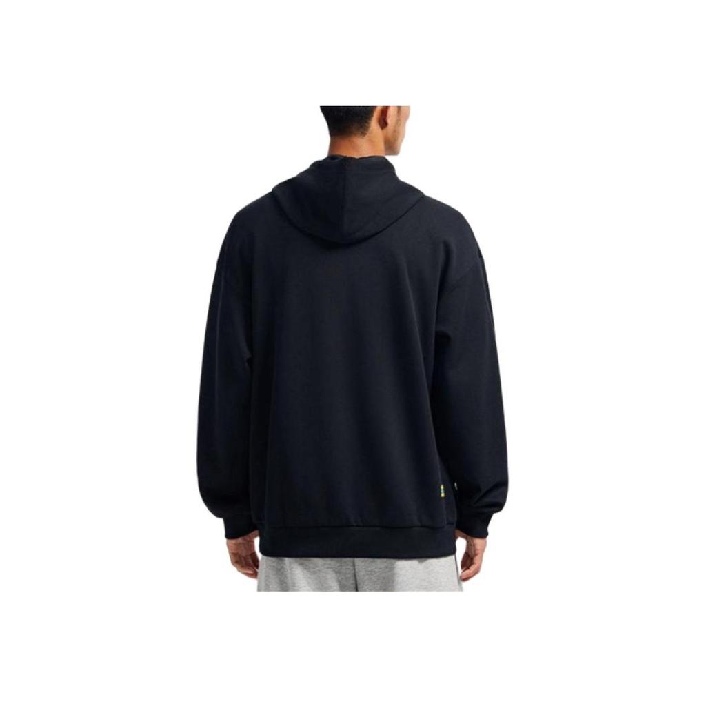 Anta Basketball Series Letter Print Hooded Pullover Long Sleeve Sweatshirt Unisex Sweatshirt Black 972431701-3