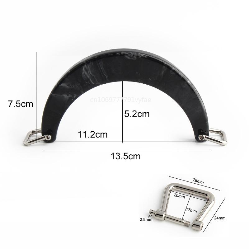 Semi-circular Acrylic Handle with Square Buckle Women's Bag Handle Woven Bag Handle DIY Handmade Bag Accessories
