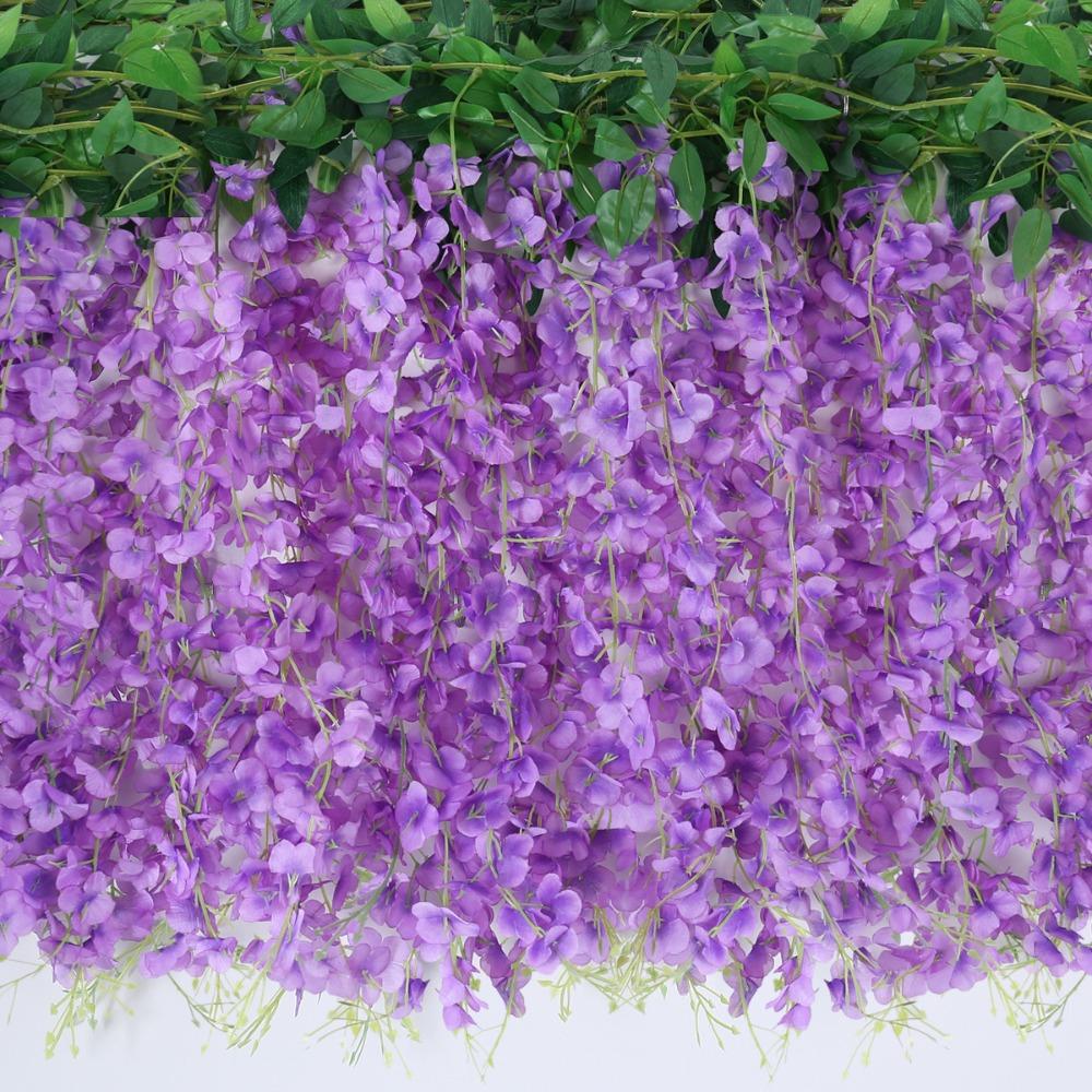 Hanging Artificial Flowers Rattan Large 10 Branches Simulation Wisteria Flowers Handmade Waterproof Fake Silk Flower Vine