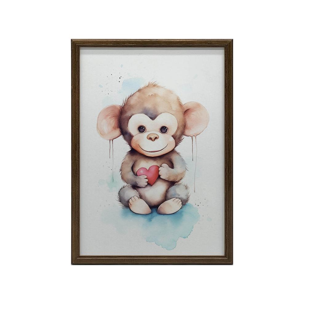 Monkey With Heart Monkey With Heart, 30X40 Cm, Unframed, Premium Canvas On Stretcher