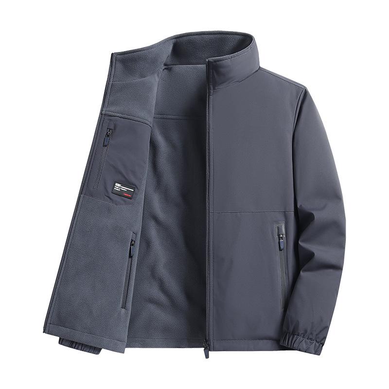 Men's Double-Sided Wear Stand-Collar Jacket - Warm, Windproof, Waterproof for Autumn/Winter