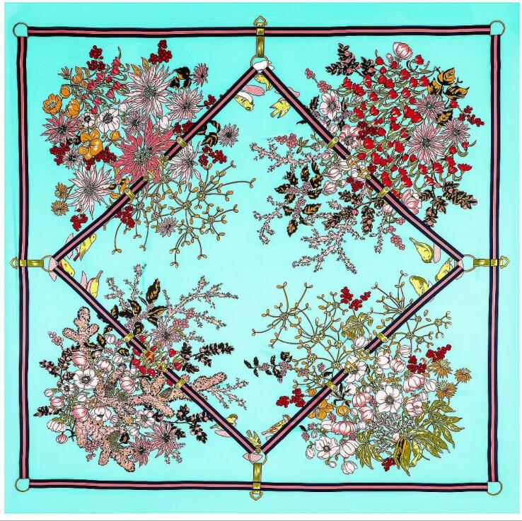 New Luxury Brand Silk Scarf Women Print Square Shawl Hijab Scarfs Female Fashion Shawls Scarves For Ladies 130*130cm