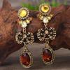 2024 Retro Crystal-Inlaid Silver Plated Earrings - Exaggerated Niche Design for Women