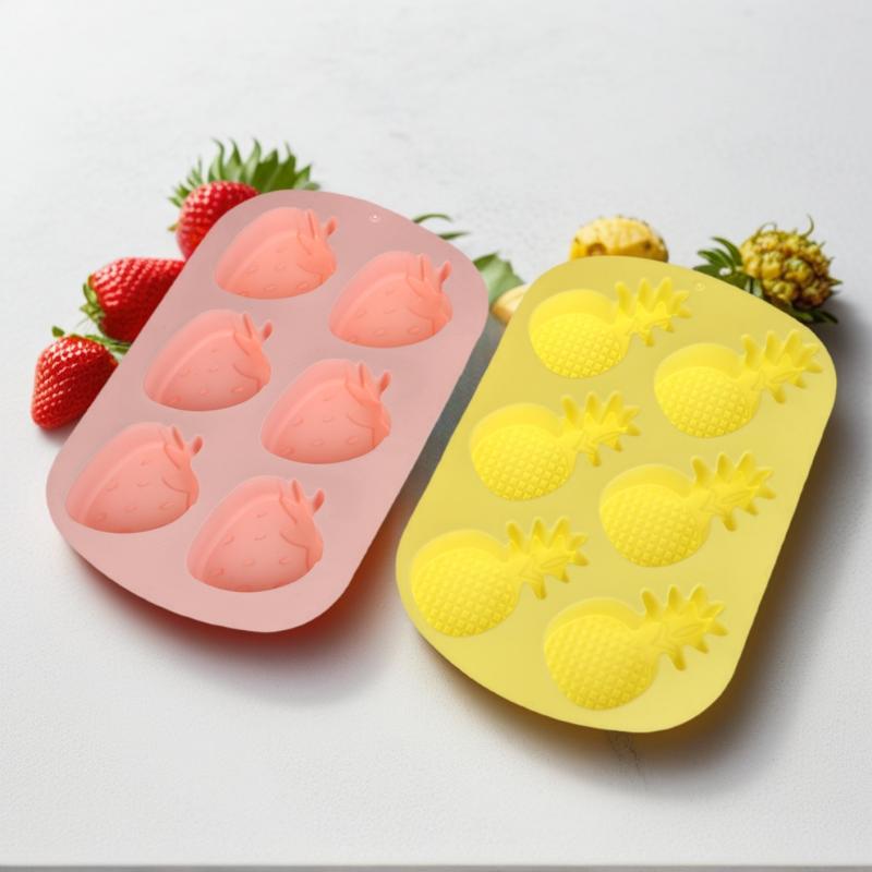 6 Cavity Fruit Shape Chocolate Candy Molds Watermelon Strawberry Lemon Pineapple Fruit Silicone Mold Tray