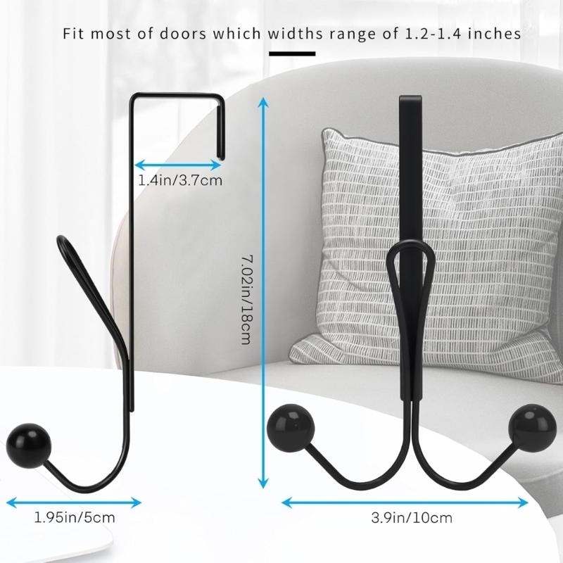 4Pcs Over Door Hooks Featuring Protective Sponge Inserts Fit Door 1.2 To 1.4 Inches Wide Metal Construction Rust Proof