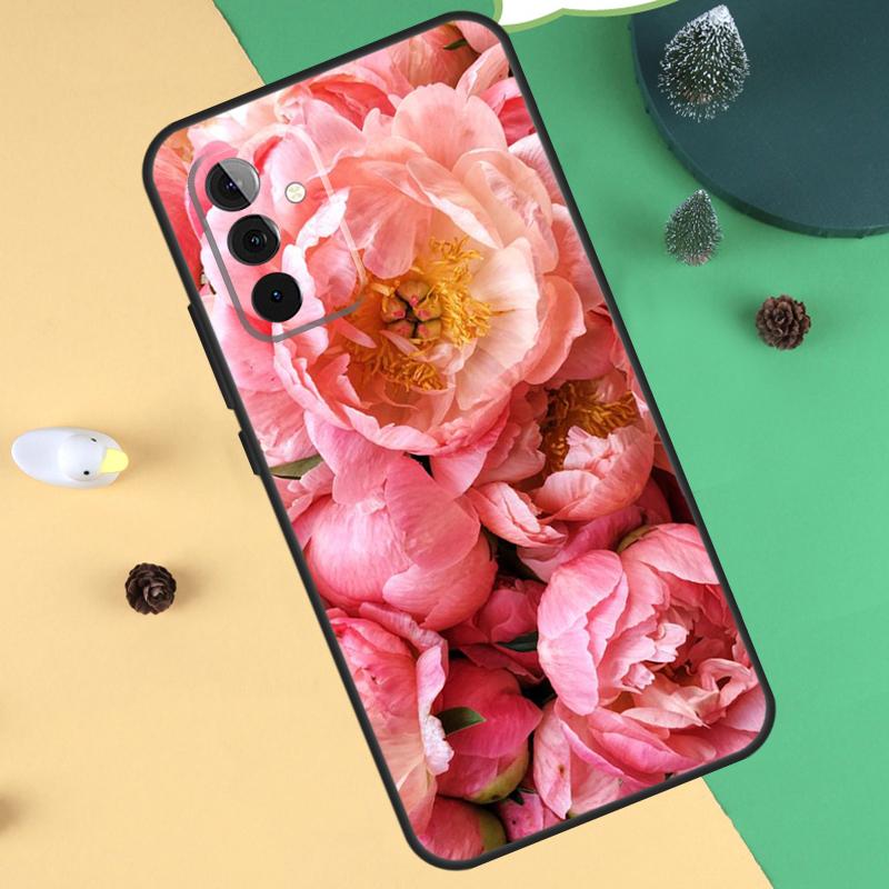 Elegant Pink Purple Peony Flower Case For Samsung Galaxy A55 A35 A25 A15 A51 A71 A12 A32 A52 A13 A33 A53 A54 A34 A14 Cover
