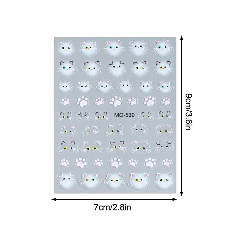 1Pcs Cartoon Cats Nail Stickers Kawaii Graffiti Painting Kitten Animals Nail Decals Heart Star Bow Manicure Decoration