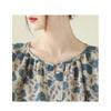 Artistic Retro Cotton and Linen Top Loose Floral Seven Quarter Sleeve Top Women's Blouses & Shirts