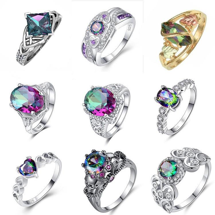 Personalized Retro Style Colorful Zircon Series Ring, Party Jewelry