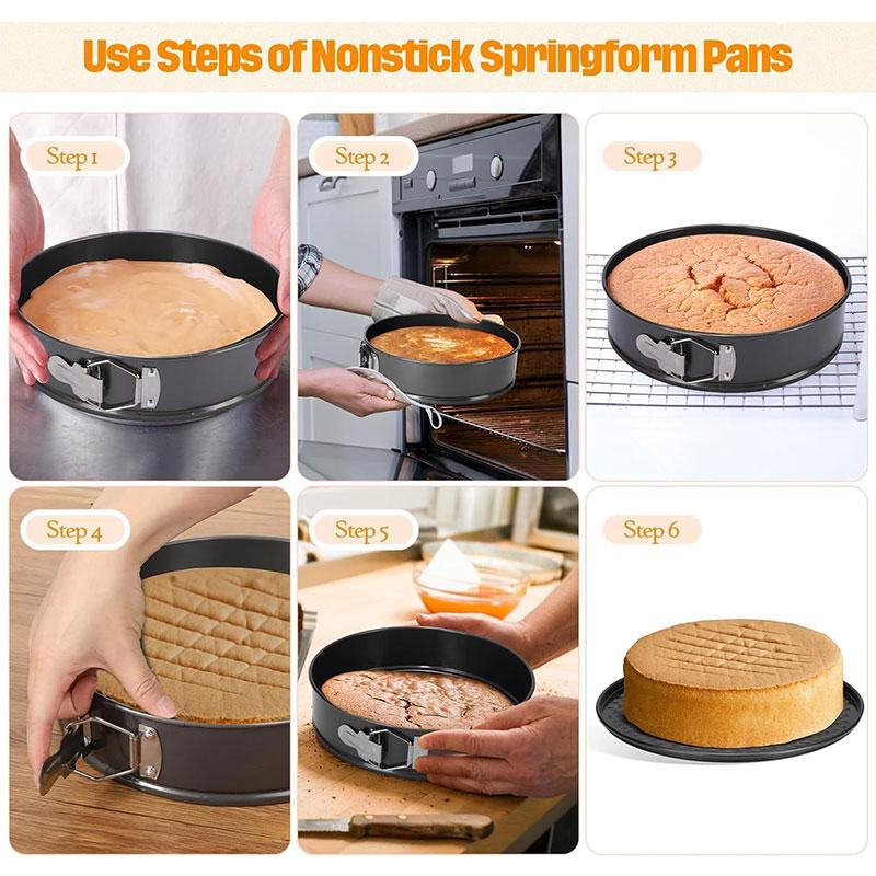 3Pack Professional Cheesecake Baking Molds Springform Pan Tin with Removable Bottom Nonstick Carbon Steel Cakes Mold Baking Tool
