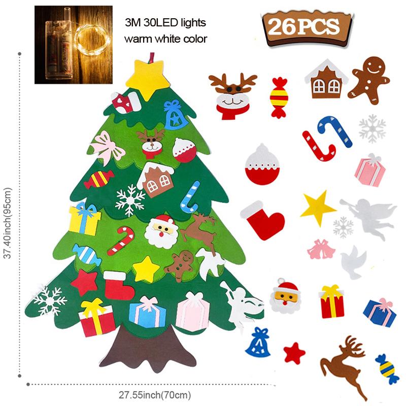 DIY Felt Christmas Tree DIY Kids Toys Xmas Decoration Ornaments Santa Claus Children's Tree Crafts With Light Hanging Gifts