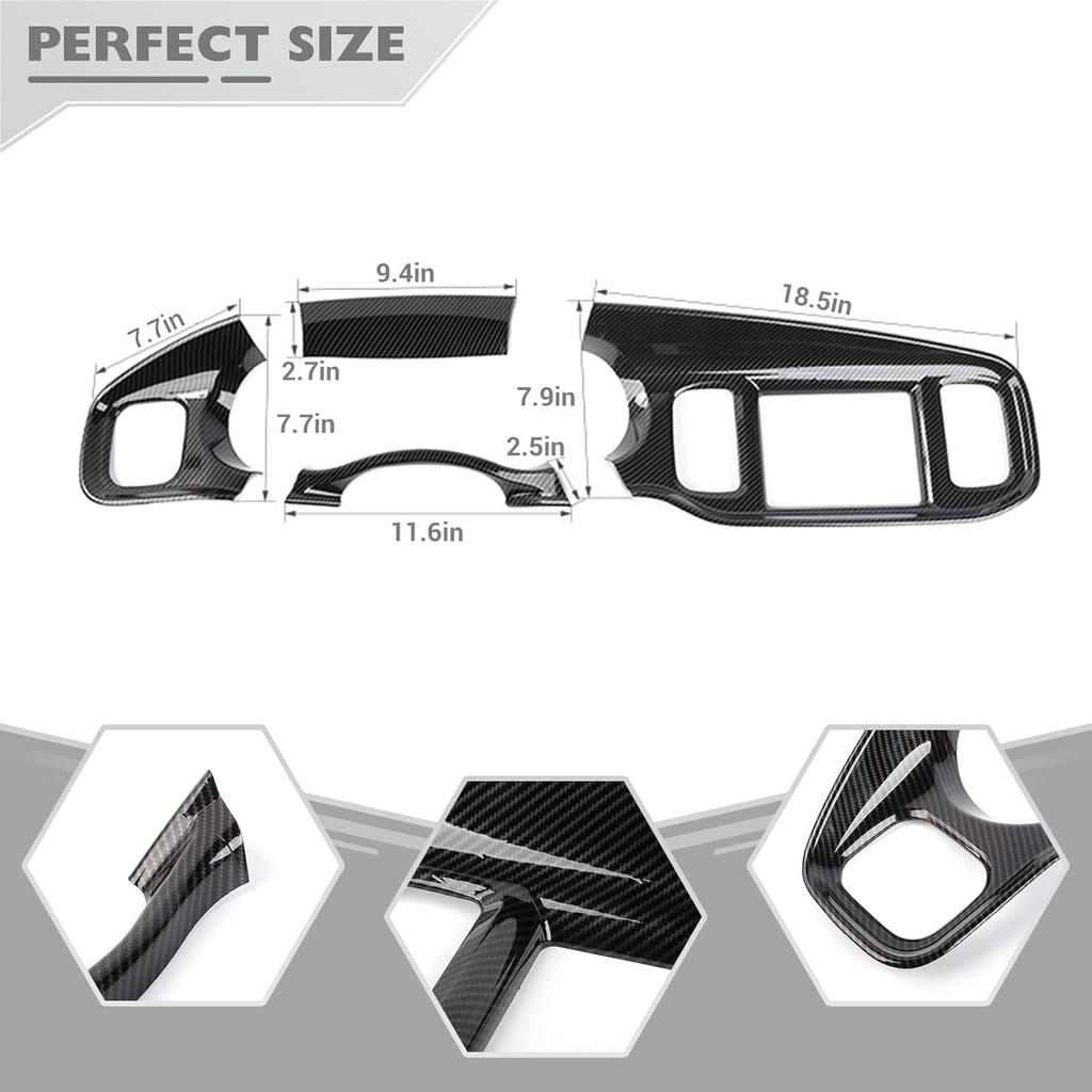 JeCar for Charger Carbon Fiber Dash Trim for Dodge Charger 2011 2012 2013 2014 Interior Accessories (4pcs)