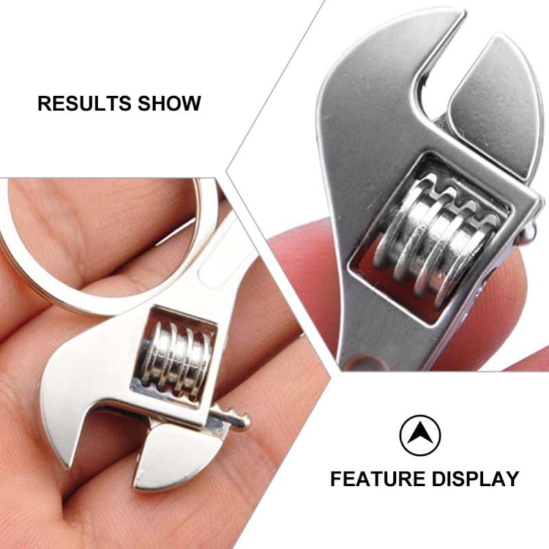 Creative Keychain Set – Mini Adjustable Wrench Keychain + Cute Edamame Fidget Squeeze Toy Keychain for Stress Relief and Gifts